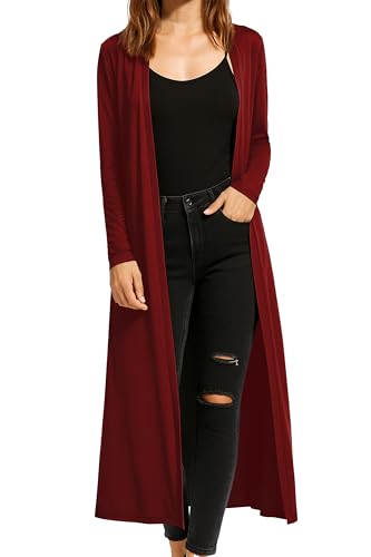 Re Tech UK Cardigan Damen - Maxi-Plus-Größe - Cardigan Damen Lang mit Kragen und Langen Ärmeln - Strickjacke Damen Lang mit Fließender Passform - Größen - Weinrot - 52-54 Re Tech UK Cardigan Damen - Maxi-Plus-Größe - Cardigan Damen Lang mit Kragen und Langen Ärmeln - Strickjacke Damen Lang mit Fließender Passform - Größen - Weinrot - 52-54 von Re Tech UK