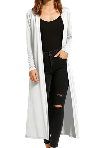 Re Tech UK Cardigan Damen - Maxi-Plus-Größe - Cardigan Damen Lang mit Kragen und Langen Ärmeln - Strickjacke Damen Lang mit Fließender Passform - Größen - Weiß - 52-54 Re Tech UK Cardigan Damen - Maxi-Plus-Größe - Cardigan Damen Lang mit Kragen und Langen Ärmeln - Strickjacke Damen Lang mit Fließender Passform - Größen - Weiß - 52-54 von Re Tech UK