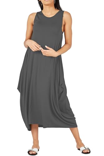 Re Tech UK - Damen Hängerkleid - lockere Passform - Rundhalsausschnitt - ärmellos - Dunkelgrau - 48-50 von Re Tech UK