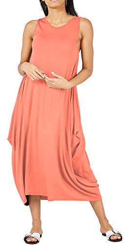 Re Tech UK - Damen Hängerkleid - lockere Passform - Rundhalsausschnitt - ärmellos - Koralle - 48-50 von Re Tech UK