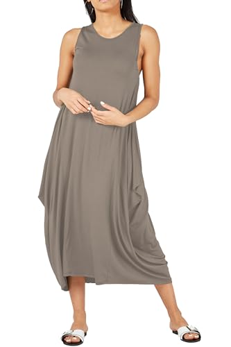 Re Tech UK - Damen Hängerkleid - lockere Passform - Rundhalsausschnitt - ärmellos - Mokkabraun - 40-42 von Re Tech UK