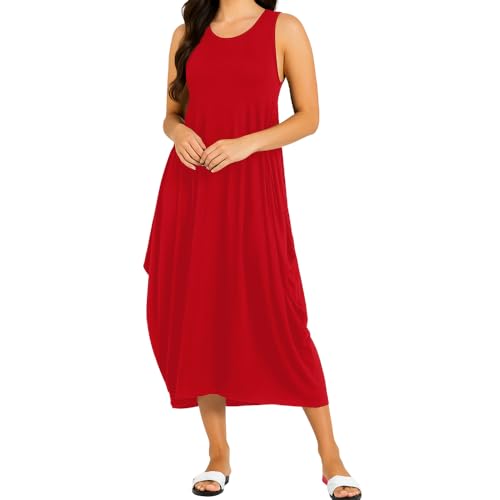 Re Tech UK - Damen Hängerkleid - lockere Passform - Rundhalsausschnitt - ärmellos - Rot - 40-42 Re Tech UK - Damen Hängerkleid - lockere Passform - Rundhalsausschnitt - ärmellos - Rot - 40-42 von Re Tech UK