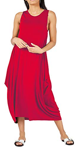 Re Tech UK - Damen Hängerkleid - lockere Passform - Rundhalsausschnitt - ärmellos - Rot - 40-42 von Re Tech UK