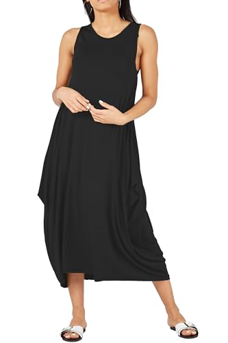 Re Tech UK - Damen Hängerkleid - lockere Passform - Rundhalsausschnitt - ärmellos - Schwarz - 40-42 von Re Tech UK