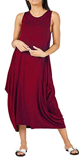 Re Tech UK - Damen Hängerkleid - lockere Passform - Rundhalsausschnitt - ärmellos - Weinrot - 40-42 von Re Tech UK
