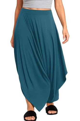 Re Tech UK - Damen Haremshose - lockerer Schnitt - drapierte Form - Blaugrün - 44 to 50 (Plus Size) von Re Tech UK