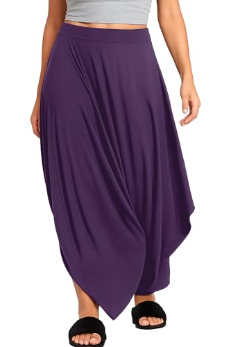 Re Tech UK - Damen Haremshose - lockerer Schnitt - drapierte Form - Dunkles Lila - 44 to 50 (Plus Size) von Re Tech UK