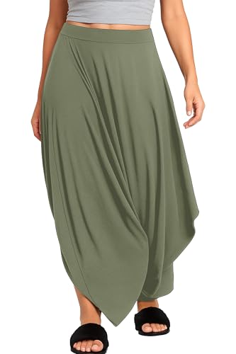 Re Tech UK - Damen Haremshose - lockerer Schnitt - drapierte Form - Khaki - 44 to 50 (Plus Size) von Re Tech UK