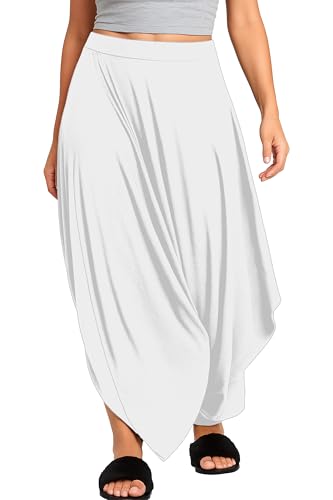 Re Tech UK - Damen Haremshose - lockerer Schnitt - drapierte Form - Weiß - 44 to 50 (Plus Size) von Re Tech UK