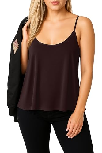 Re Tech UK Damen Top mit Spaghettiträgern - ausgestellter Saum - lockere Passform - Dunkles Schokobraun - 44-46 von Re Tech UK