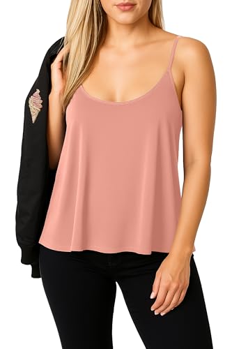 Re Tech UK Damen Top mit Spaghettiträgern - ausgestellter Saum - lockere Passform - Pfirsich - 44-46 von Re Tech UK