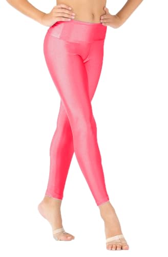 Re Tech UK Kinder Mädchen Hohe Taille Gymnastik Tanz Leggings Neon Fußlos Ballett Stretch Elastische Kinder Lycra Strumpfhose, neon pink, 9-10 Jahre von Re Tech UK
