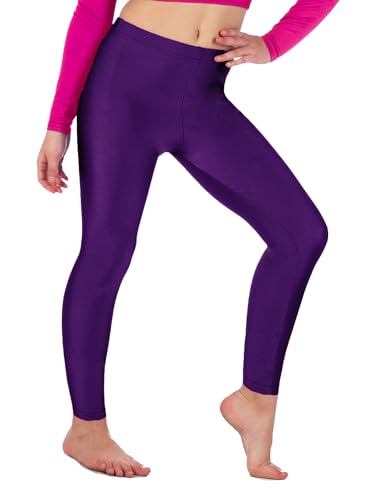 Re Tech UK - Mädchen Leggings - für Gymnastik, Tanzen & Ballett - glänzend - elastisch - Lila - 5-6 Jahre von Re Tech UK