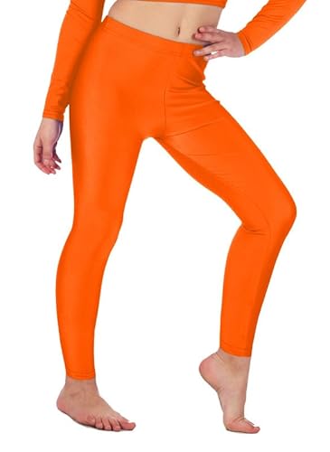 Re Tech UK - Mädchen Leggings - für Gymnastik, Tanzen & Ballett - glänzend - elastisch - Orange - 7-8 Jahre von Re Tech UK