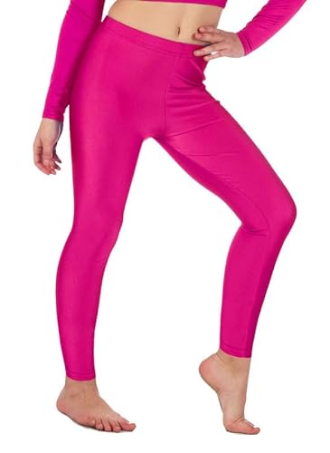 Re Tech UK - Mädchen Leggings - für Gymnastik, Tanzen & Ballett - glänzend - elastisch - Pink - 5-6 Jahre von Re Tech UK