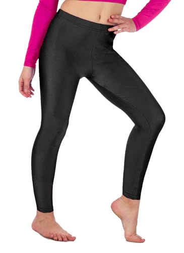 Re Tech UK - Mädchen Leggings - für Gymnastik, Tanzen & Ballett - glänzend - elastisch - Schwarz - 13-14 Jahre von Re Tech UK