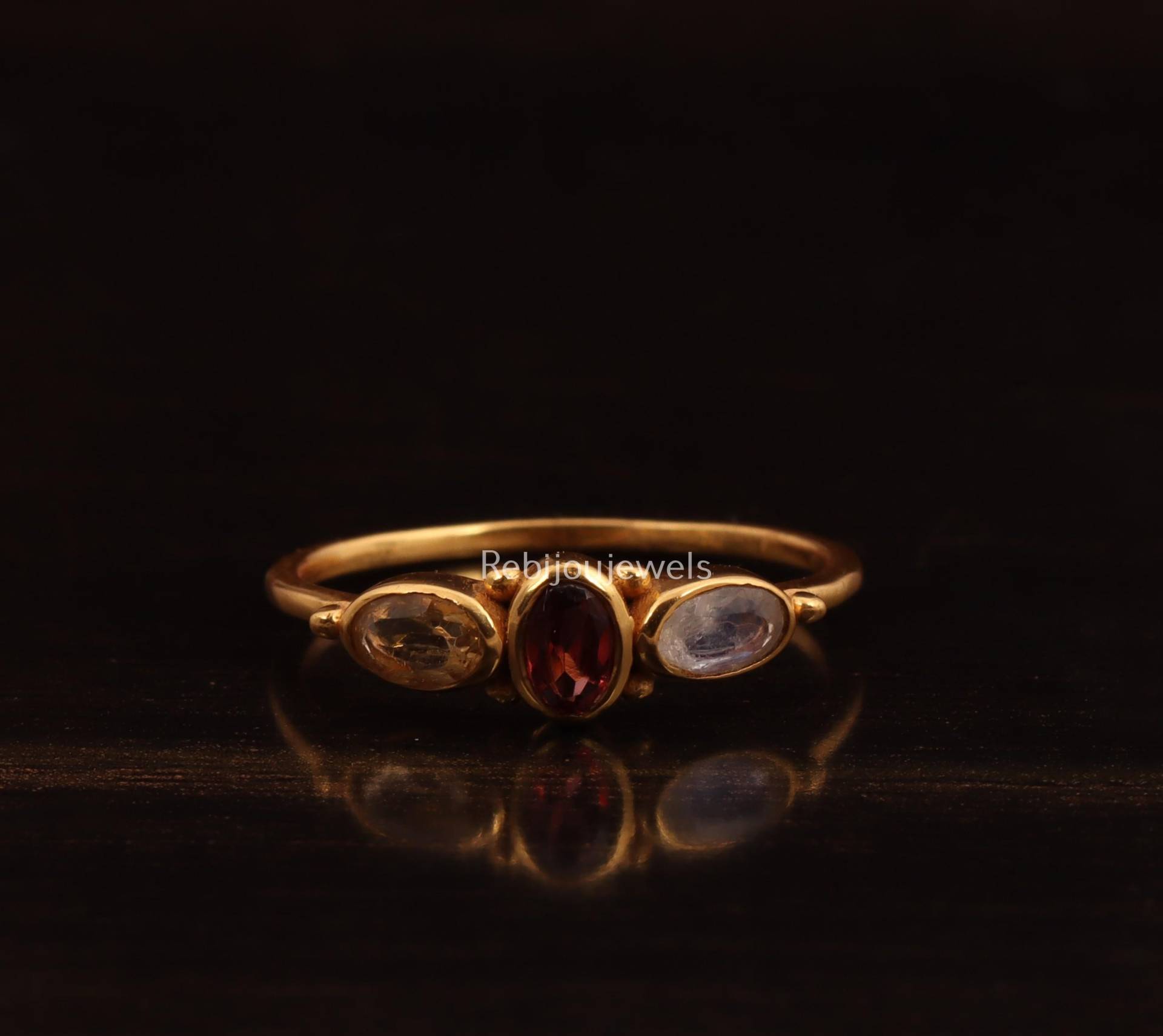 Multi Edelstein Verlobungsring, 14K Gold Schmuck, Vintage Hochzeit & Vorschlag Ring Für Frauen von ReBijouJewels
