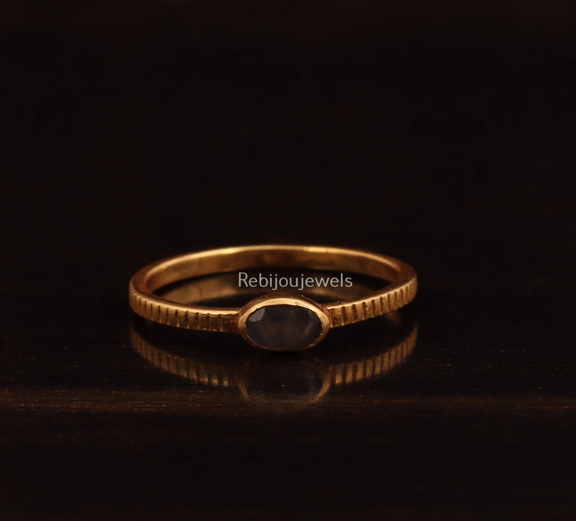 Natürlicher Labradorit Verlobungsring, 14K Gold Solitaire Band, Vintage Jahrestagsgeschenk Für Frauen von ReBijouJewels