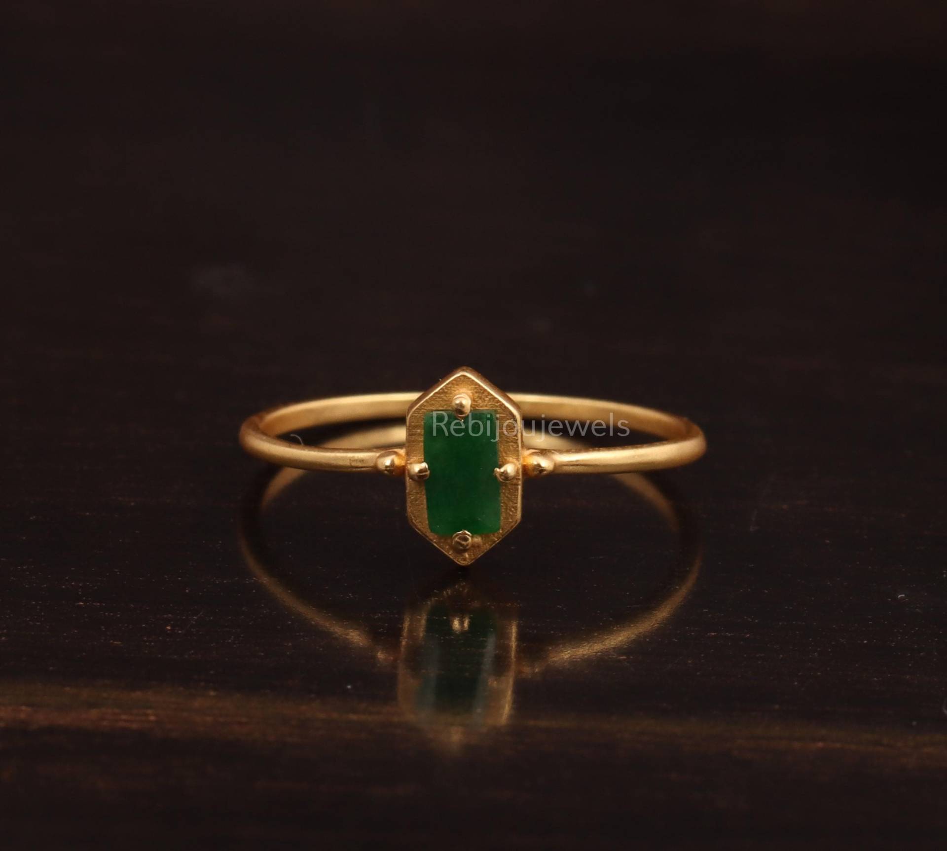 Vintage Smaragd Verlobungsring, 14K Gold Solitär, Vorschlag Schmuck, Birthstone Ehering Für Frau von ReBijouJewels