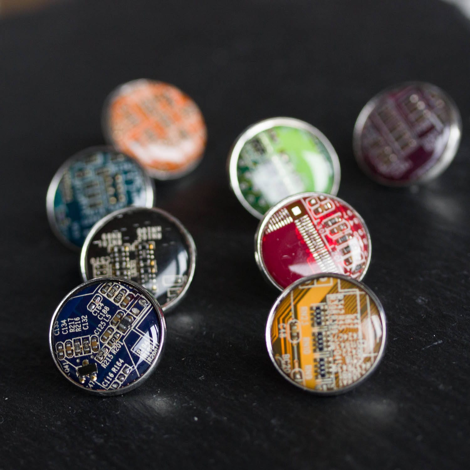 18 Mm Silber Platinen Pin, Recycling Computer, Geschenk Für Computer Nerd, Nerd Pin von ReComputing