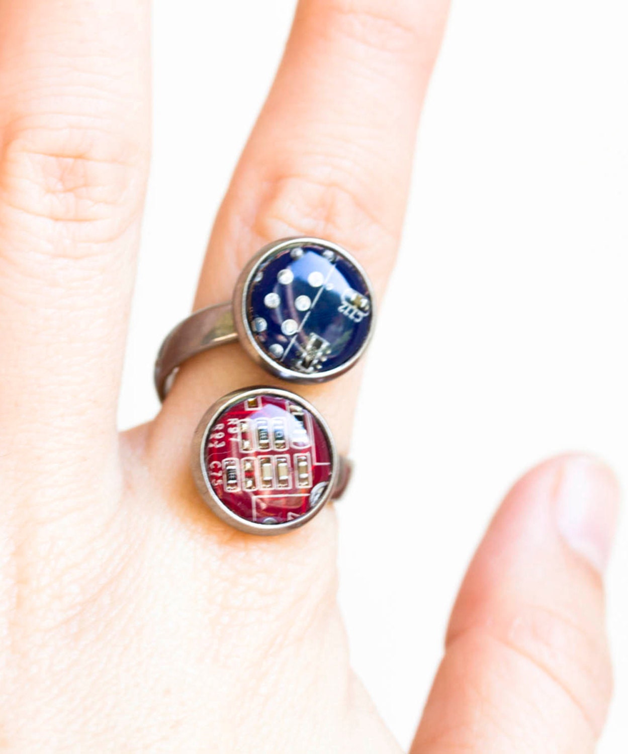 Geeky Doppelring - Platinenring Statement Ring von ReComputing