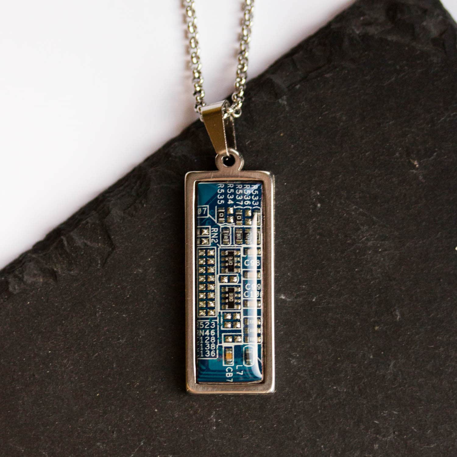 Real Platinen Kette, Kleines Rechteck, Geschenk Für Computer Nerd, Recycelte Hauptplatine - Recomputing von ReComputing