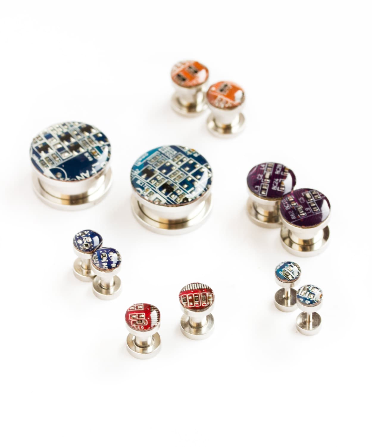 Stahl Stecker Mit Platine - Wunschgröße Und Farbe Geeky Ohrstecker 1, 2 18 Mm von ReComputing