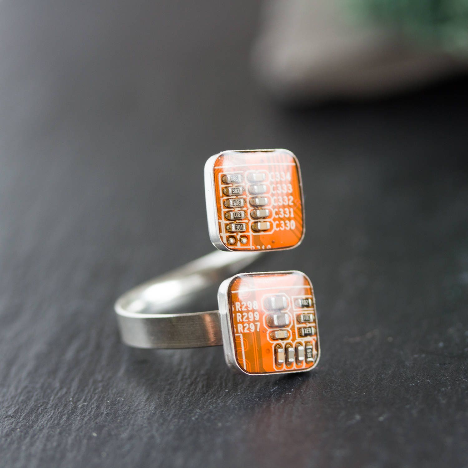 Sterling Silber Doppelring - Platinen Statement Ring von ReComputing