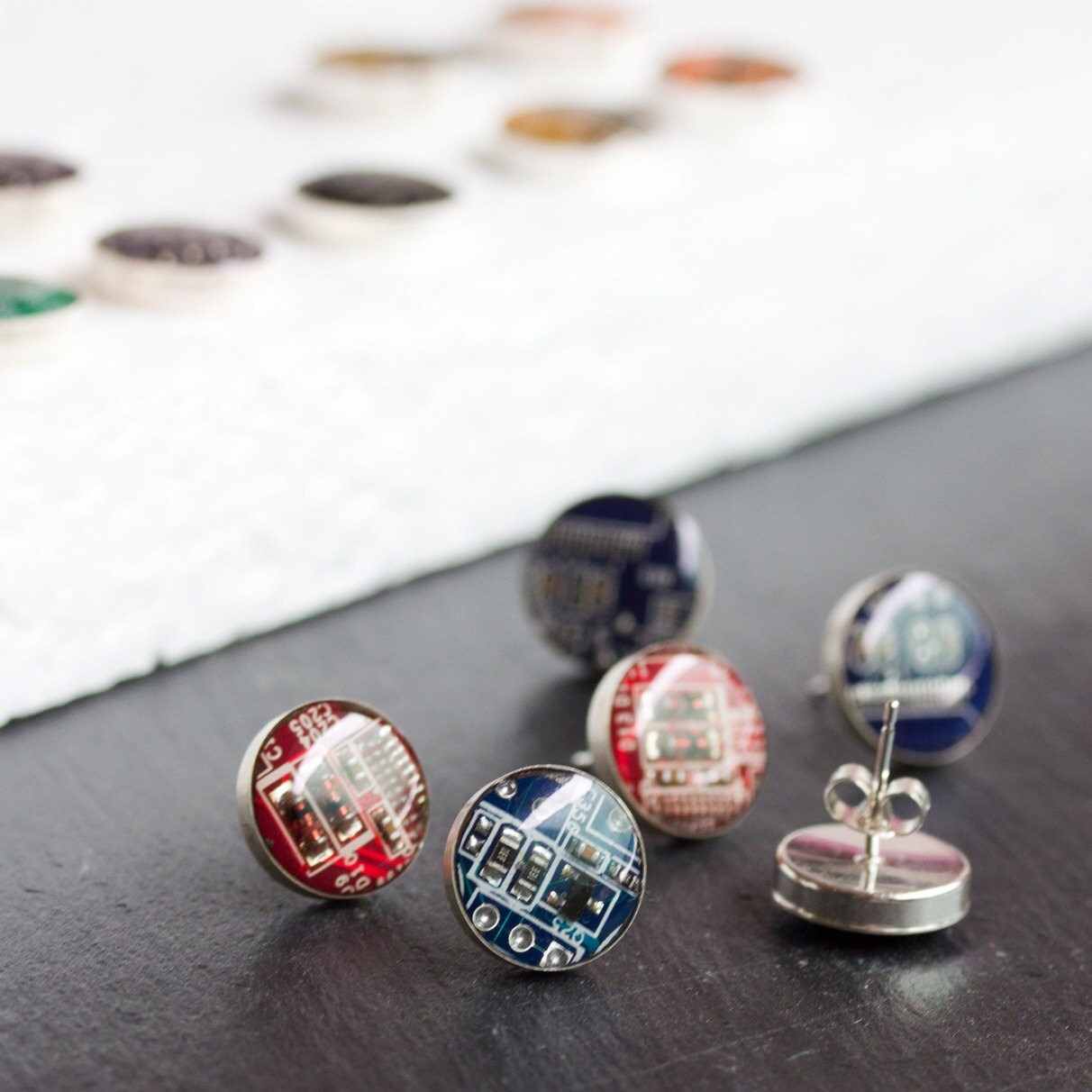 sterling Silber Ohrstecker Mit Platine - 10 Mm Modern Geeky Schmuck, Cyberpunk von ReComputing