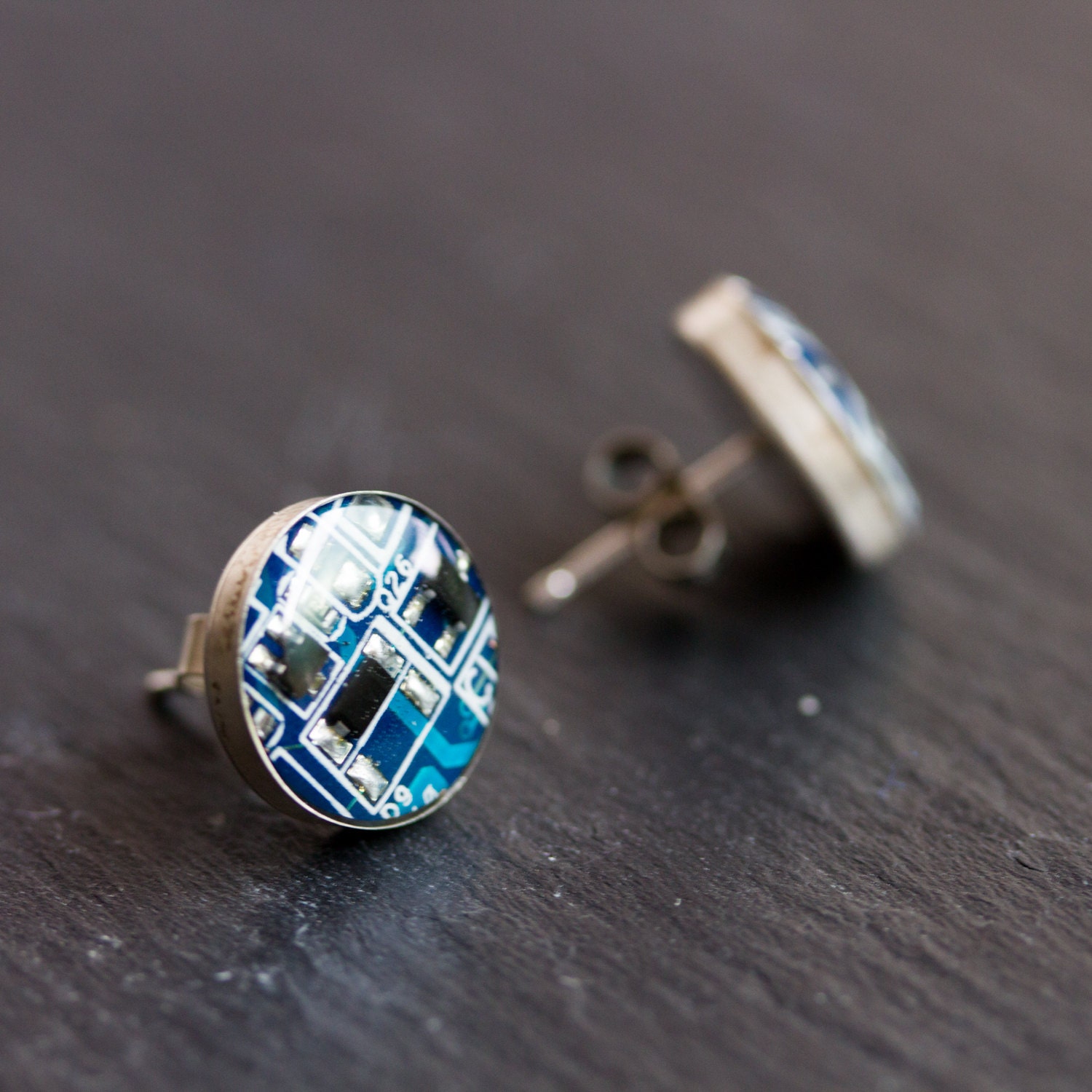 sterling Silber Ohrstecker Mit Platine - 12 Mm Modern Geeky Schmuck, Cyberpunk von ReComputing