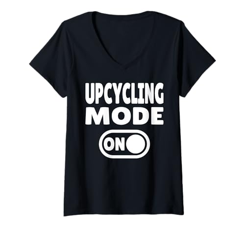 Damen Upcycling Mode ON - Wiederverwenden & neu erfinden T-Shirt mit V-Ausschnitt von ReCraft Culture
