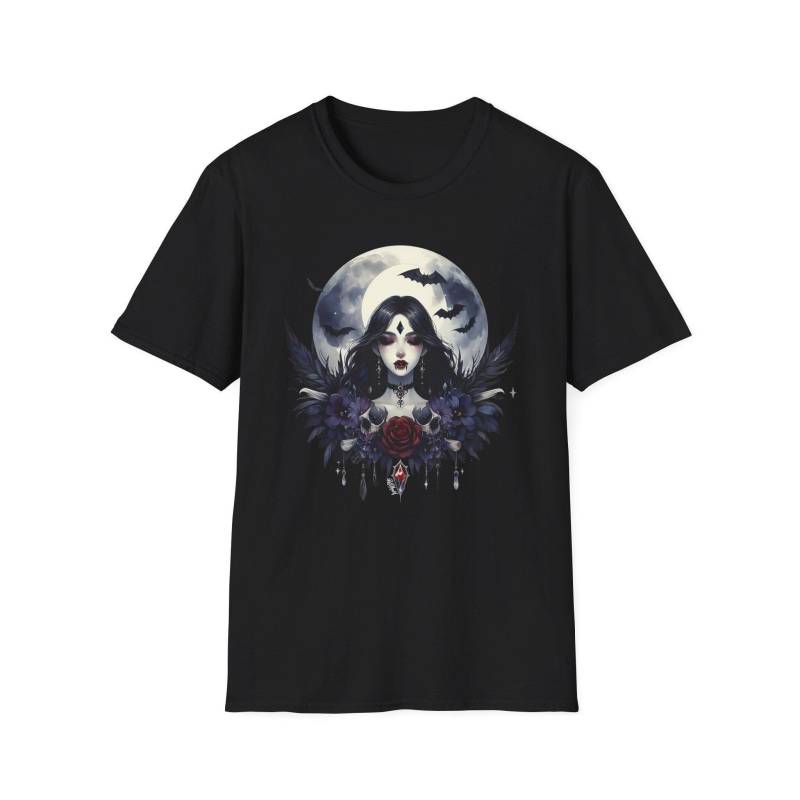 Eu| Softstyle T-Shirt "Vampiress Moon " Alternative Fantasy Darkwear Everyday Goth Gothic Dark Obscure Vampire - By Redawn von ReDawnDesign