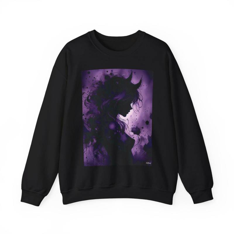 Eu| Sweatshirt - Purple Demon Girl, Alternative Watercolor Fantasy Everyday Goth Gothic Witch Unisex Crewneck By Redawn von ReDawnDesign