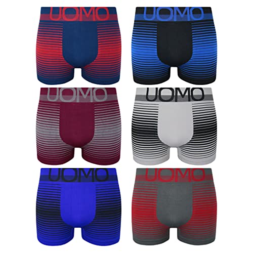 6er Pack Boxershorts Microfaser Streifen Uomo Retro Sport Shorts Unterwäsche, Größe:M/L von ReKoe