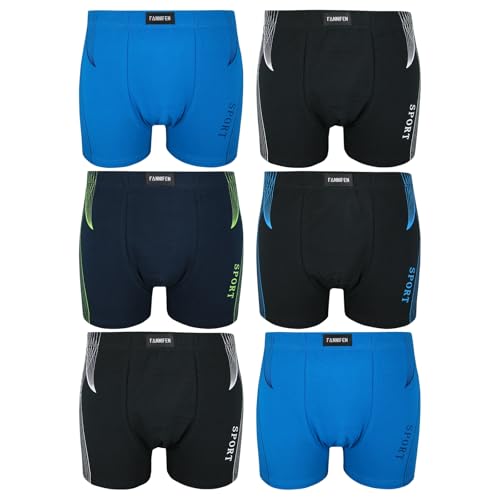 6er Pack Herren Boxershorts Baumwolle Retro Sport M L XL XXL 3XL Unterhosen, Größe:L von ReKoe