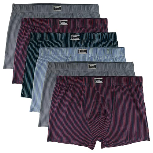 6er Pack Herren Boxershorts Baumwolle Übergröße 4XL 5XL 6XL 7XL Streifen Retro, Größe:6XL von ReKoe