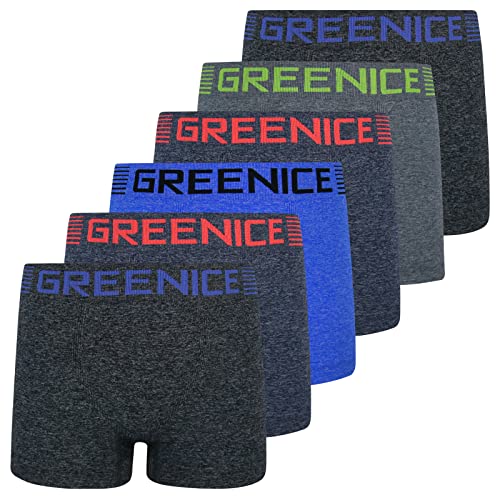 6er Pack Jungen Kinder Boxershorts Unterhose Unterwäsche Basic Retro Pants Slips, Größe:116-128 von ReKoe