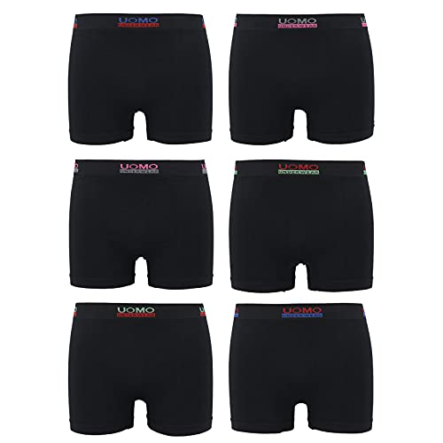 ReKoe 6er Pack Microfaser Uomo Schwarz Unterwäsche Pants Herren Boxershorts Fitness, Größe:XL/XXL von ReKoe