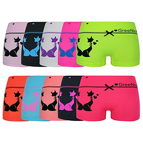 ReKoe 10er Pack Damen Hotpants Microfaser Unterwäsche Katze Panty Hipster Short, Größe:L-XL = 40/42 von ReKoe