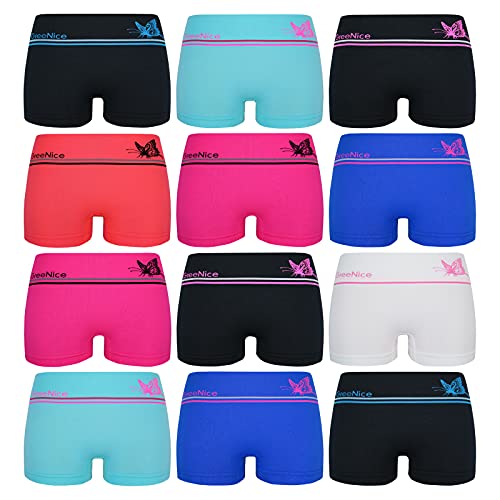 ReKoe 12er Pack Damen Hotpants Microfaser Schmetterling Unterwäsche Unterhose S M L XL, Größe:L-XL = 40/42 von ReKoe