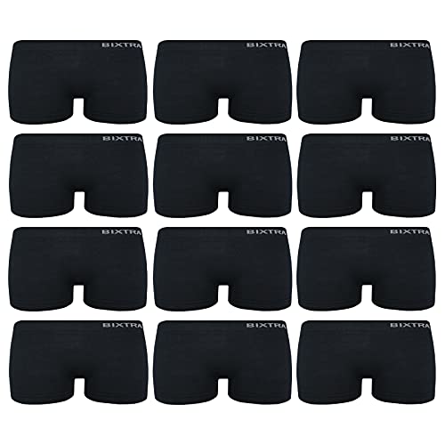 ReKoe 12er Pack Damen Hotpants Microfaser Uni Schwarz Unterhose Panty Unterwäsche, Größe:L-XL = 40/42 von ReKoe