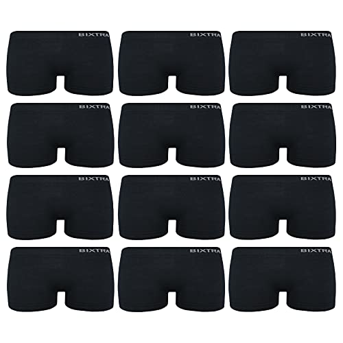 ReKoe 12er Pack Damen Hotpants Microfaser Uni Schwarz Unterhose Panty Unterwäsche, Größe:L-XL = 40/42 von ReKoe