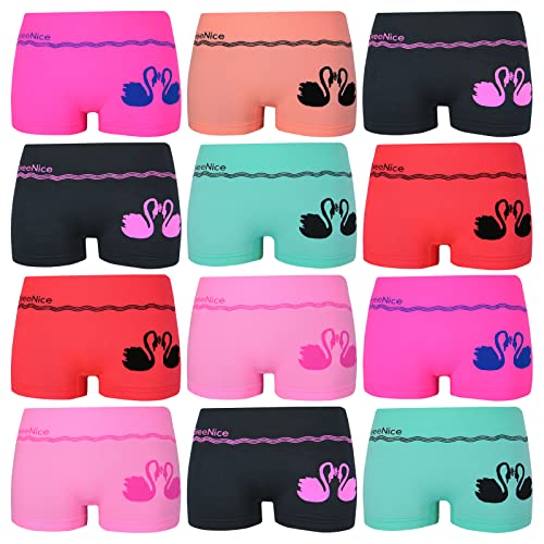 ReKoe 12er Pack Damen Hotpants Unterhose Pants Tanga Panty Slip Unterwäsche mit Motiv, Größe:L-XL = 40/42 von ReKoe