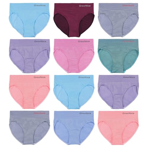 ReKoe 12er Pack Damen Slip Microfaser Neon Hipster Unterwäsche Hüftslips Unterhosen, Größe:XL-XXL = 42/44 von ReKoe