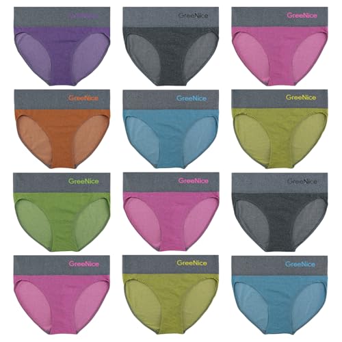 ReKoe 12er Pack Damen Slip mit hohem Bund in Dezenten Farben gestreift S M L XL XXL, Größe:XL-XXL = 42/44 von ReKoe