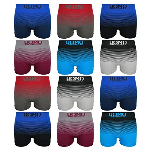 ReKoe 12er Pack Herren Boxershorts Microfaser Streifen Unterwäsche Pants Slip Uomo, Größe:M/L von ReKoe