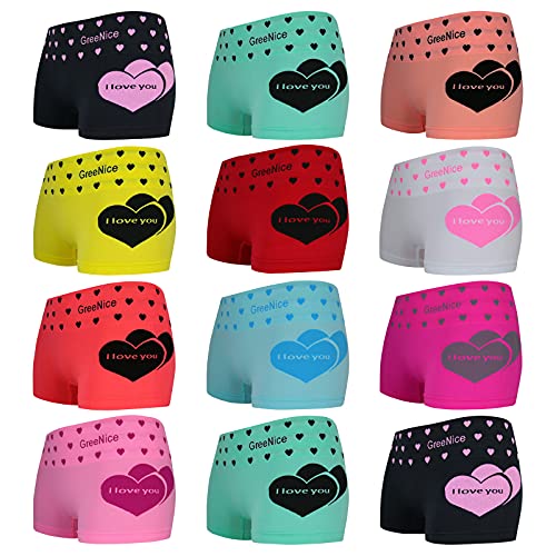 ReKoe 12er Pack Hotpants Slips Unterhose Pants Panty Unterwäsche Mit Herz 'i Love You', Größe:S-M = 36/38 von ReKoe