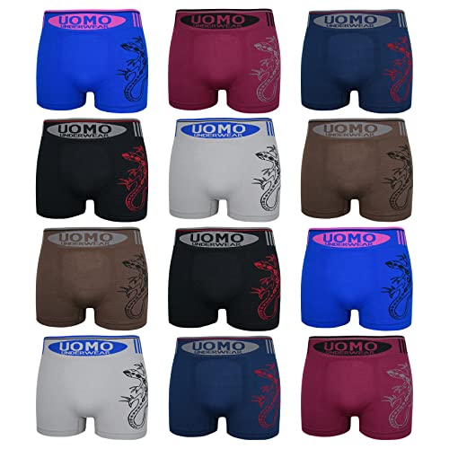 ReKoe 12er Pack Microfaser Uomo Sport Unterwäsche Pants Herren Boxershorts mit Tier, Größe:XL/XXL von ReKoe