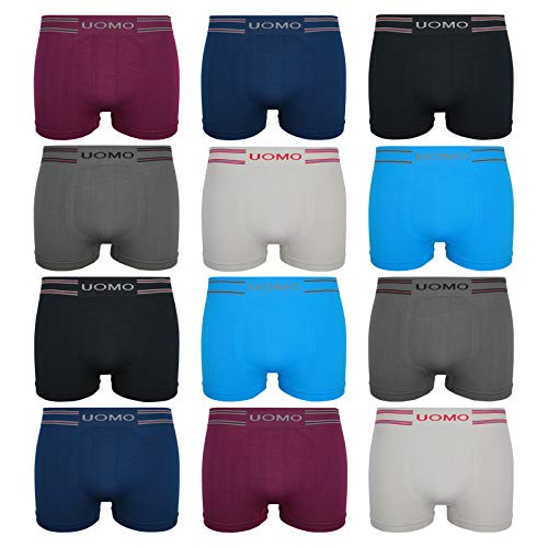 ReKoe 12er Pack Microfaser Uomo Uni Farben Unterwäsche Pants Herren Boxershorts, Größe:XL/XXL von ReKoe