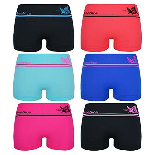 ReKoe 6er Pack Damen Hotpants Microfaser Schmetterling Unterwäsche Unterhose S M L XL, Größe:L-XL = 40/42 von ReKoe